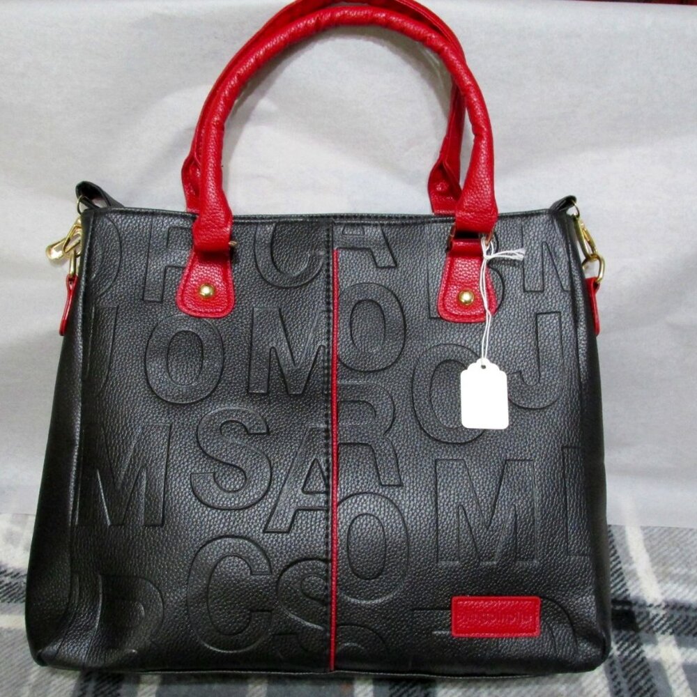Stylish Black and Red Embossed Women's Bag